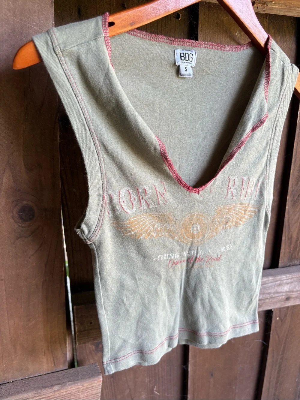 Urban Outfitters BDG Olive Green Born Ride Sleeveless Crop Tee - Picture 4 of 4